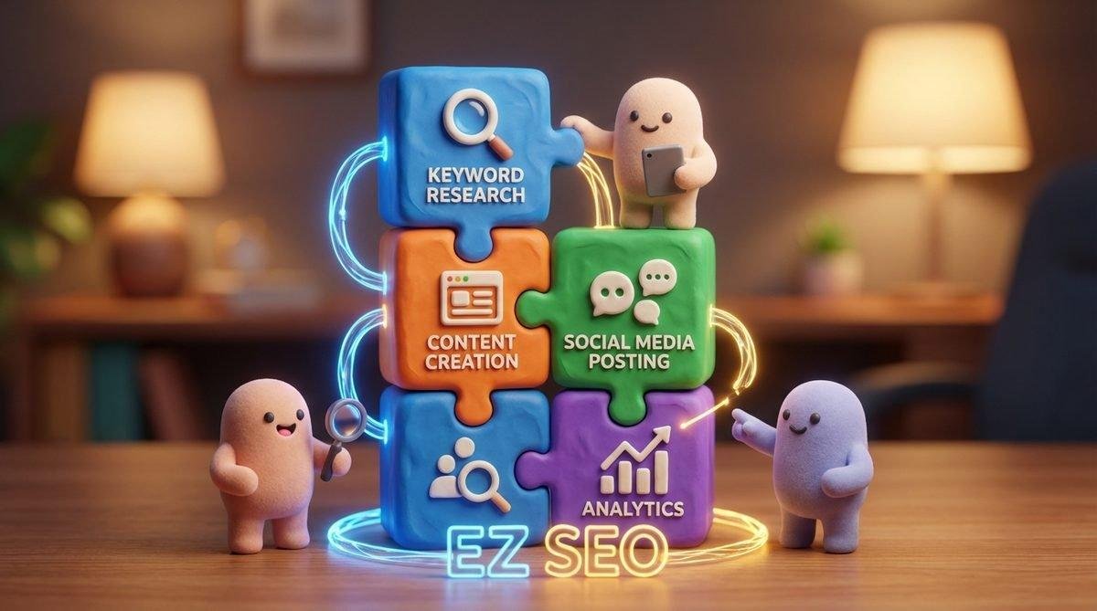 Tích hợp các tính năng SEO và MXH, mô tả giải pháp công cụ quản lý mạng xã hội tự động toàn diện từ EZ SEO.