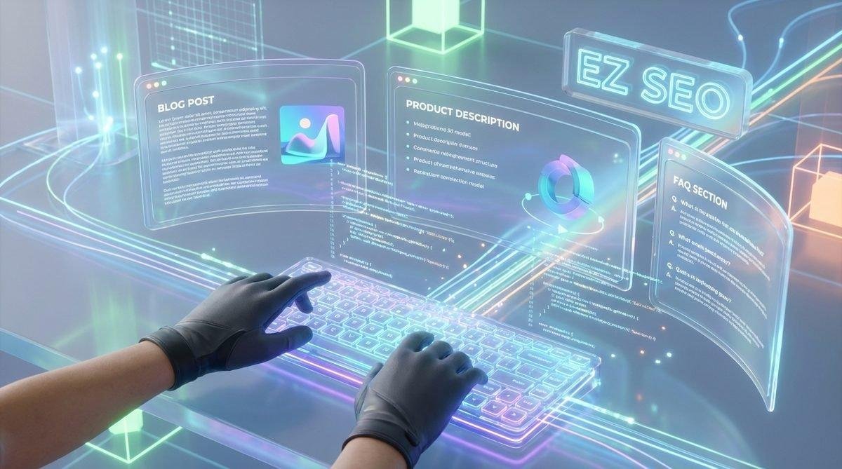 EZ SEO giúp tạo đa dạng nội dung SEO Gemini, từ blog đến mô tả sản phẩm.