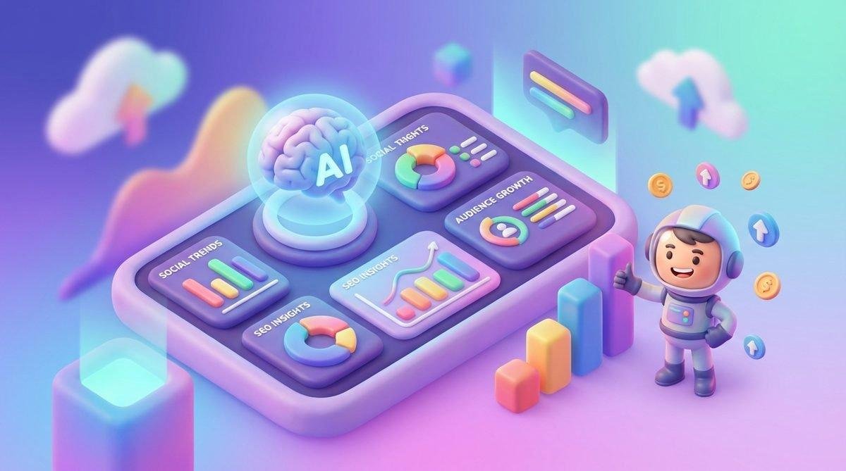 Bảng điều khiển AI quản lý mạng xã hội của EZ SEO hiển thị phân tích dữ liệu và chiến lược SEO hiệu quả.