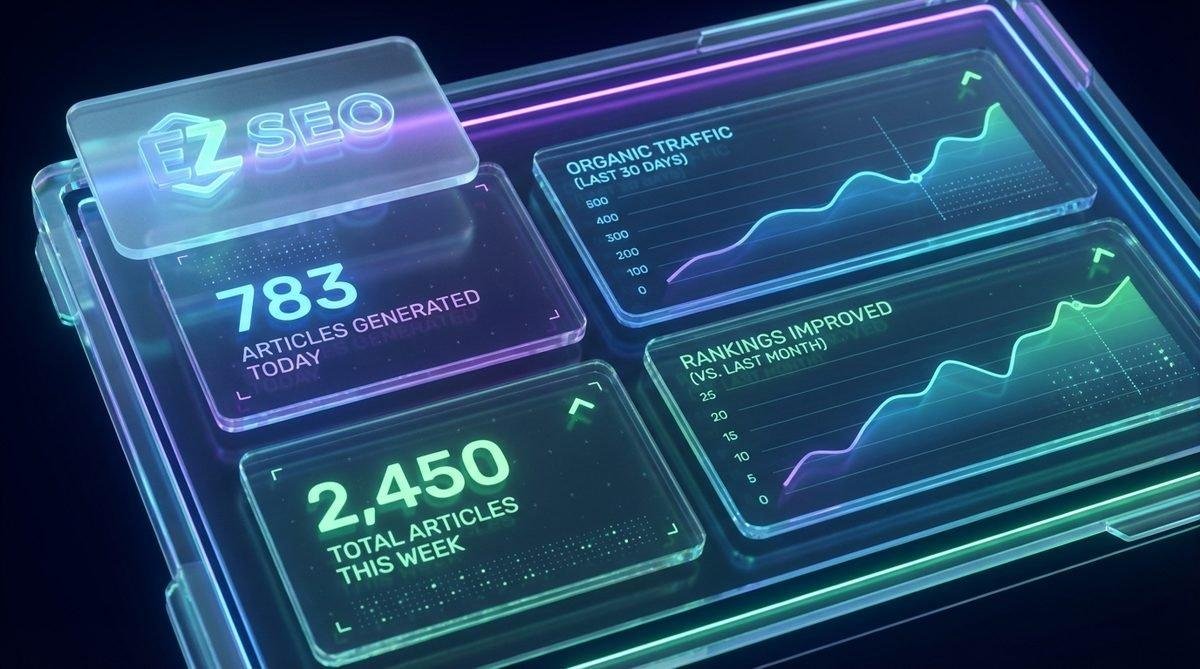 Bảng điều khiển EZ SEO giúp theo dõi hiệu suất tạo bài viết SEO với Gemini AI.