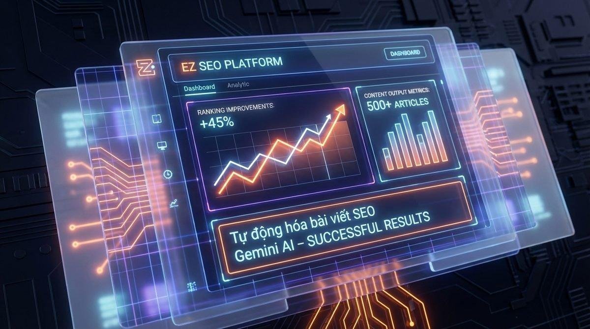 Bảng điều khiển EZ SEO thể hiện hiệu quả của Tự động hóa bài viết SEO Gemini AI.