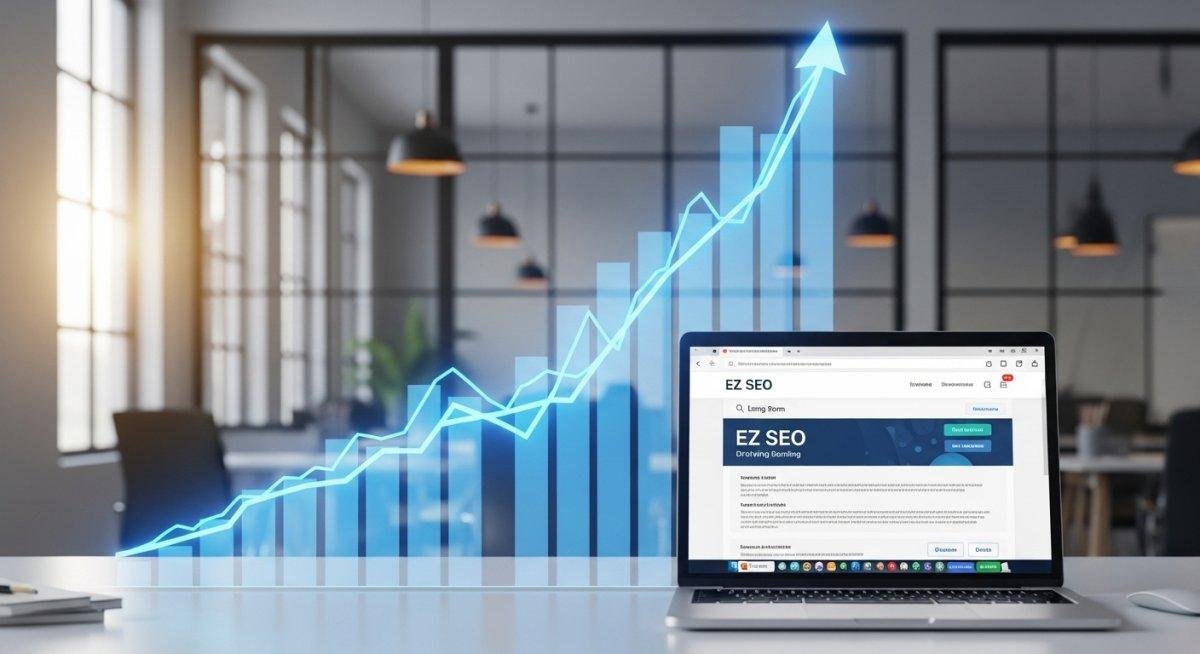 Biểu đồ tăng trưởng bền vững nhờ Phần mềm viết bài SEO Evergreen của EZ SEO.